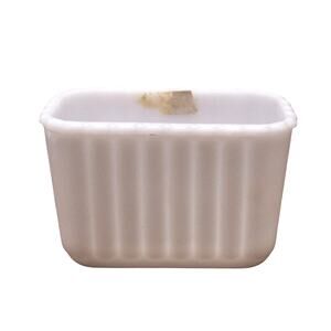 Old Vintage HAZEL ATLAS White Milk Glass Ribbed Ruffled Refrigerator Dish